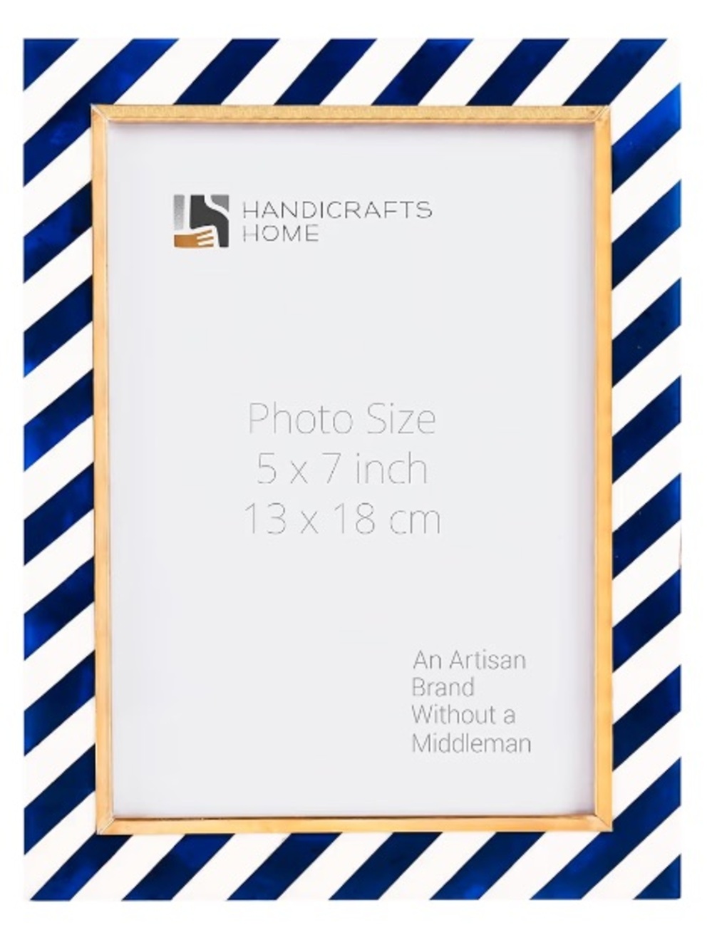 Blue Striped Frame Gold Accent Rectangular 5x7” - Picture 8 of 8